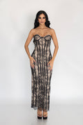Beige and Black Dress