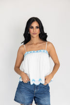 White and Blue Crop Top